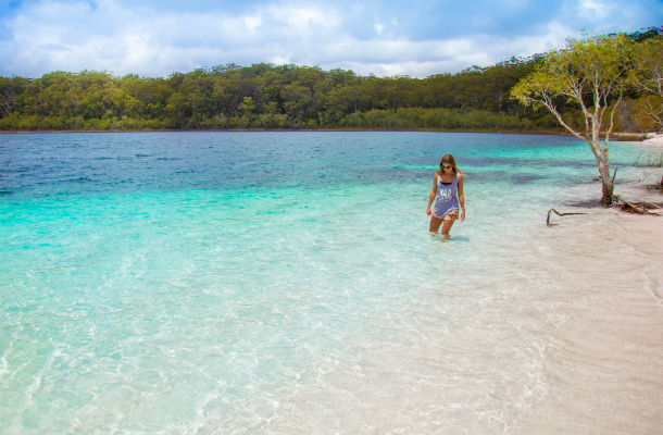 A traveler on a beautiful beach in eastern Australia.